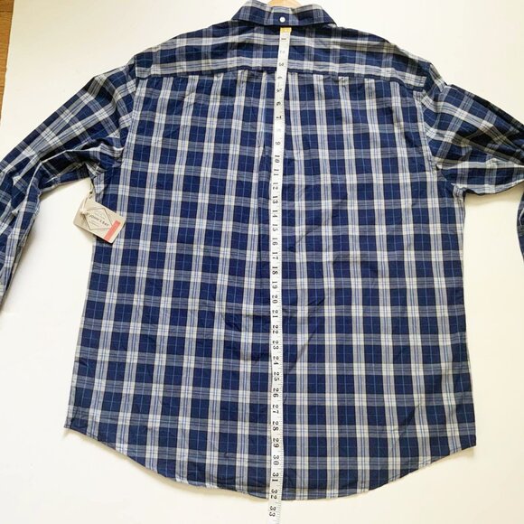 ST. John’s Bay 100% Cotton Blue & White Plaid Classic Fit XL Button-Down Shirt - Picture 2 of 15